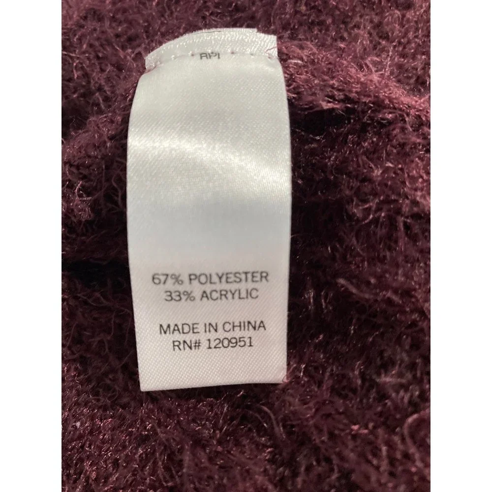 SO M Womens Cardigan Sweater NWT Burgundy Red‎ Pockets Soft Fury Fabric Long Sl